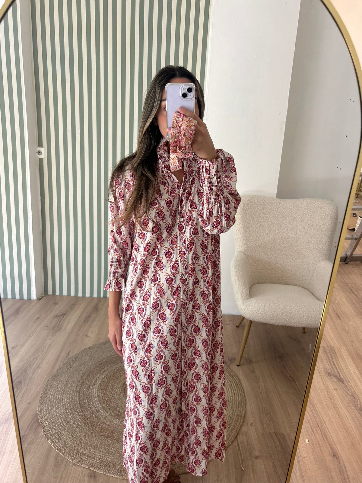 Vestido fruncido estampado