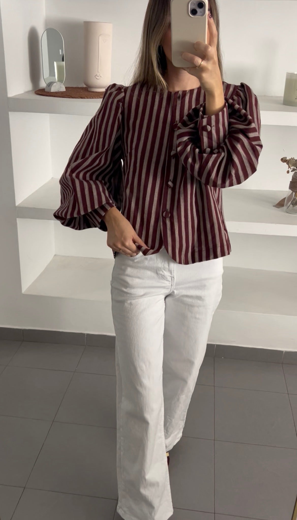 Chaqueta rayas burdeos