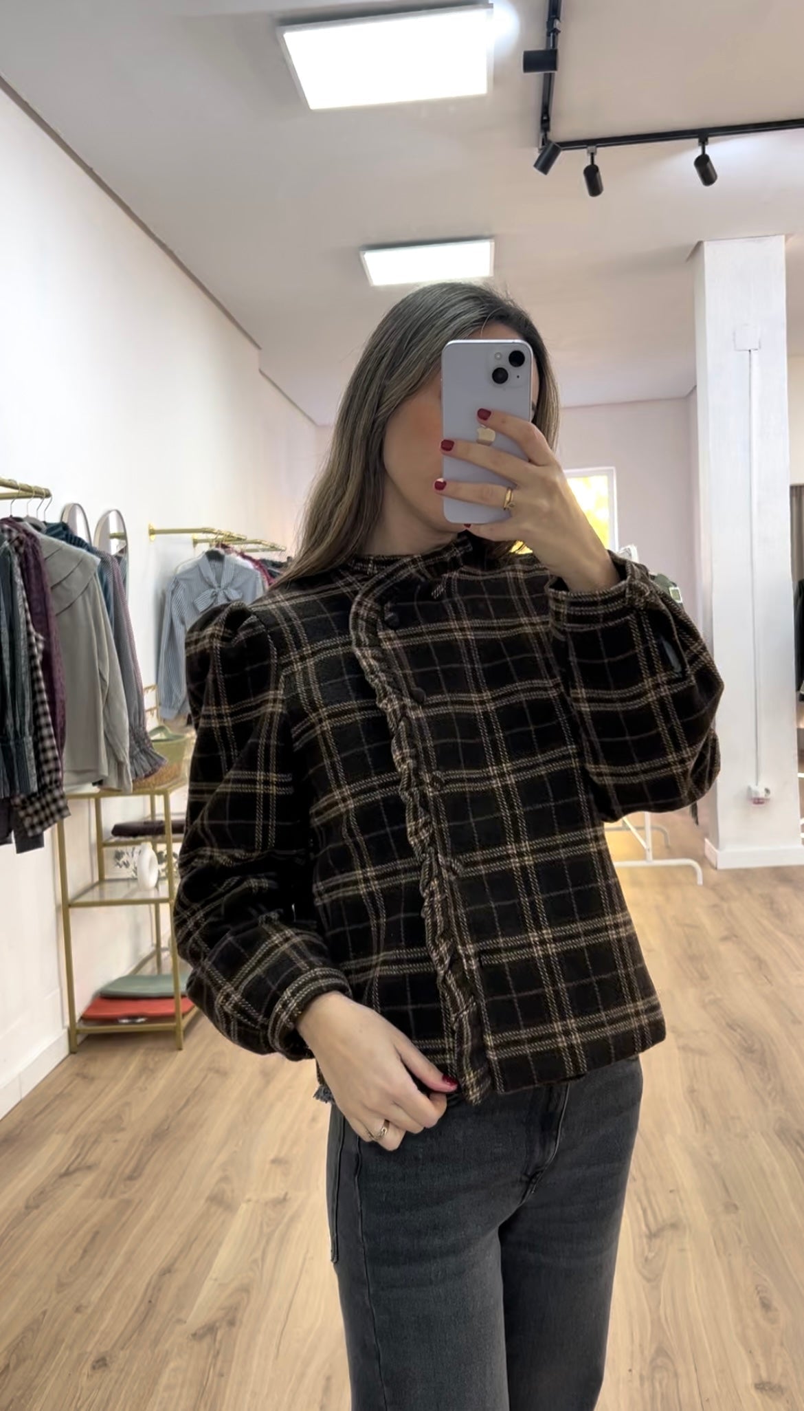 Chaqueta cuadros marrón