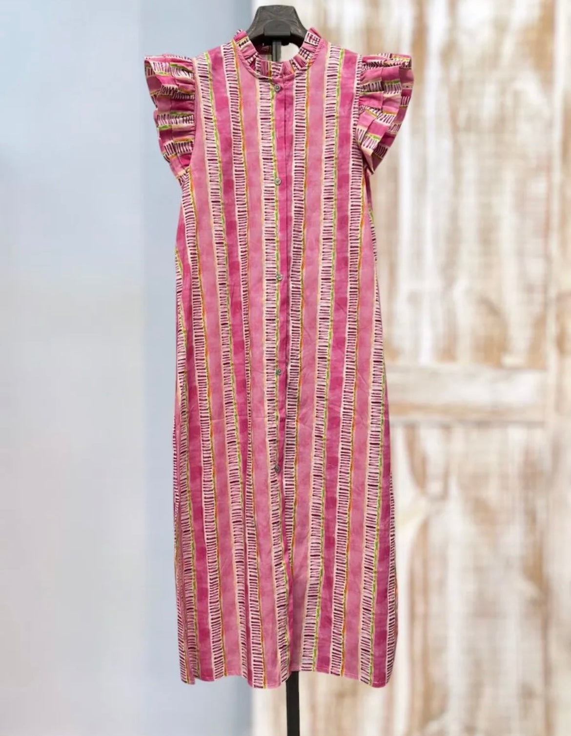 Vestido largo estampado rosa