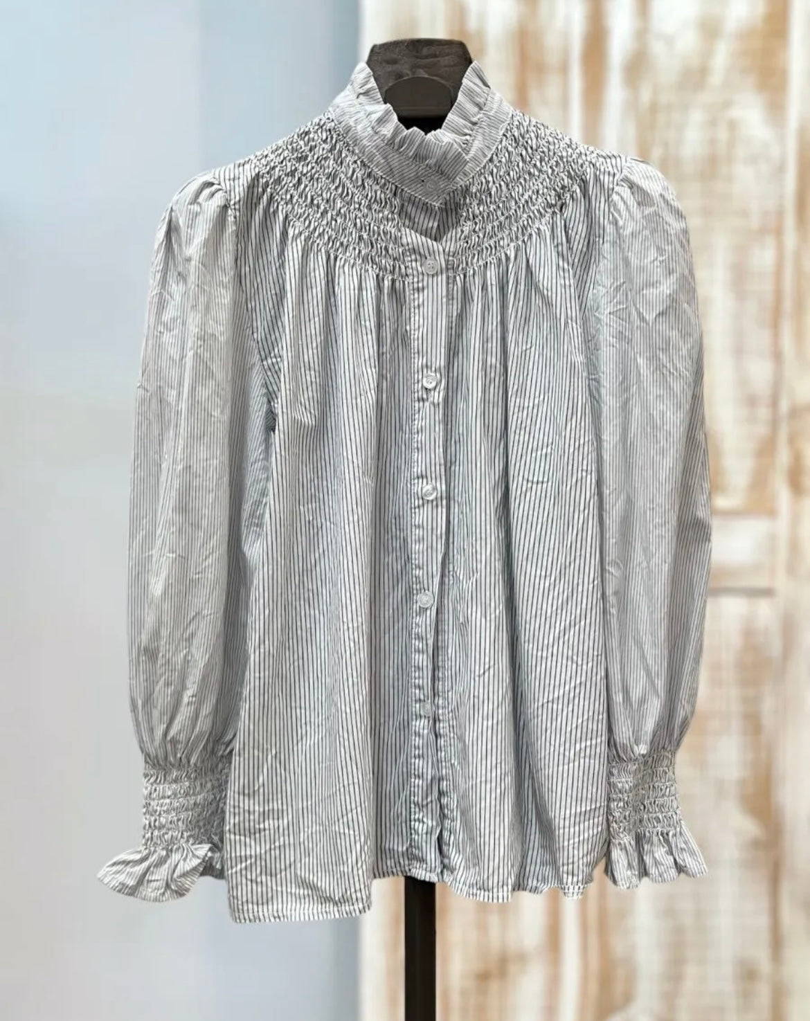 Camisa fruncida estampada rayas