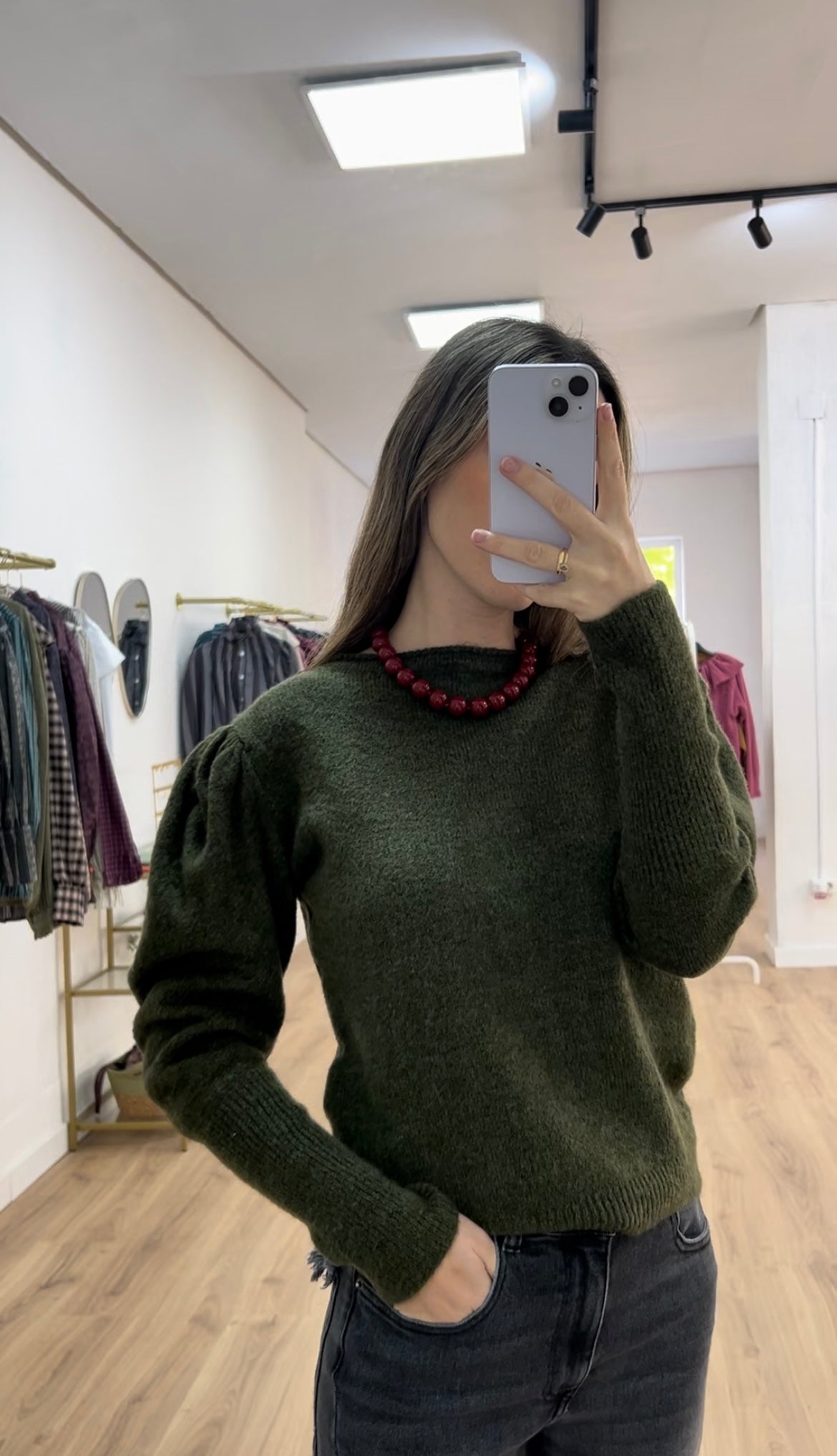 Jersey manga abullonada verde