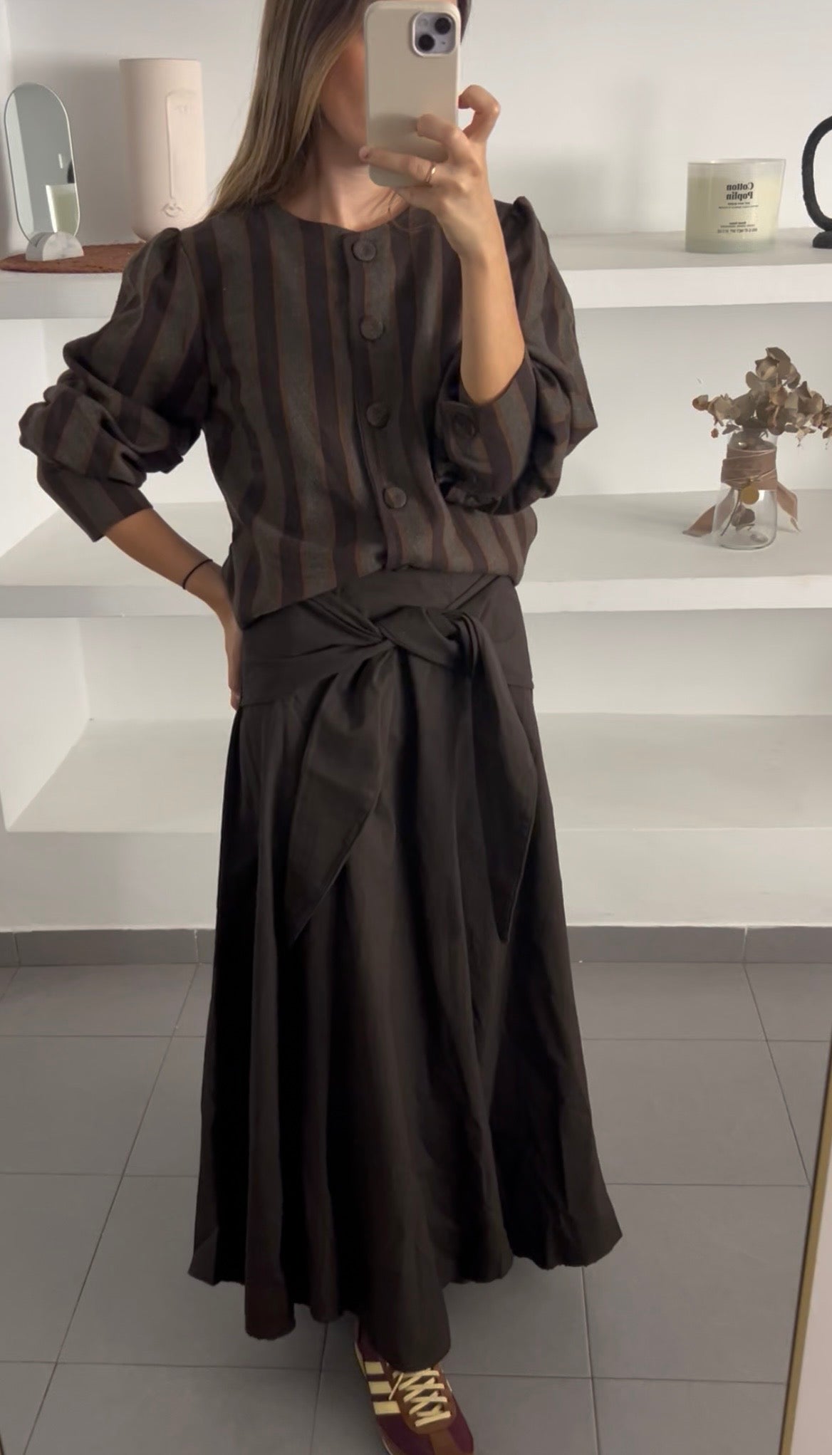 Chaqueta marrón rayas
