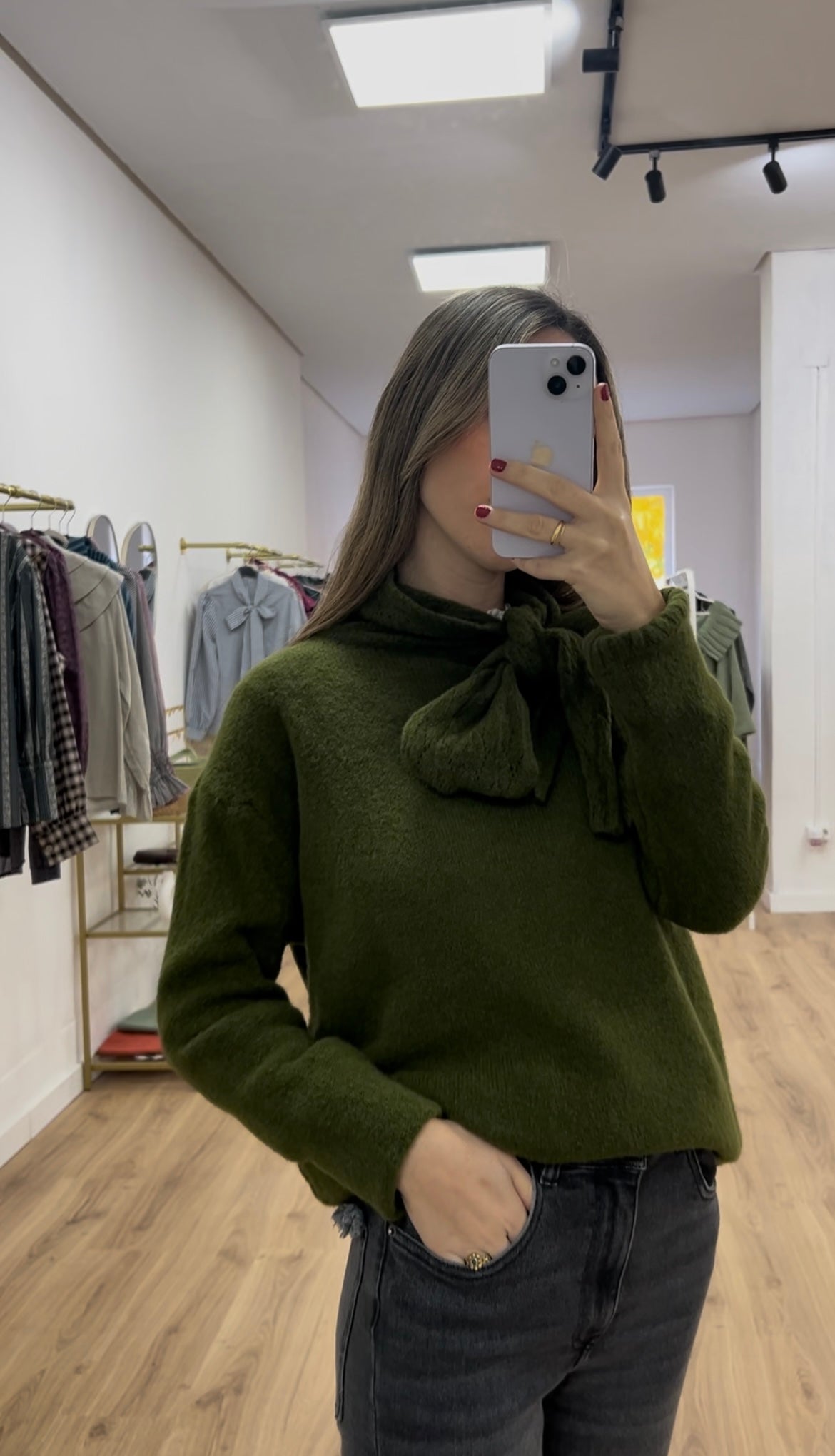 Jersey verde lazo punto calado