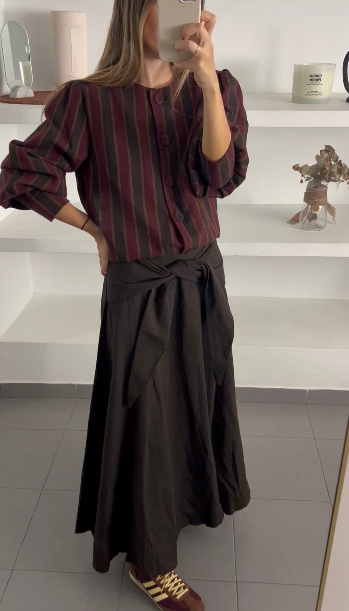 Chaqueta rayas buganvilla y marrón