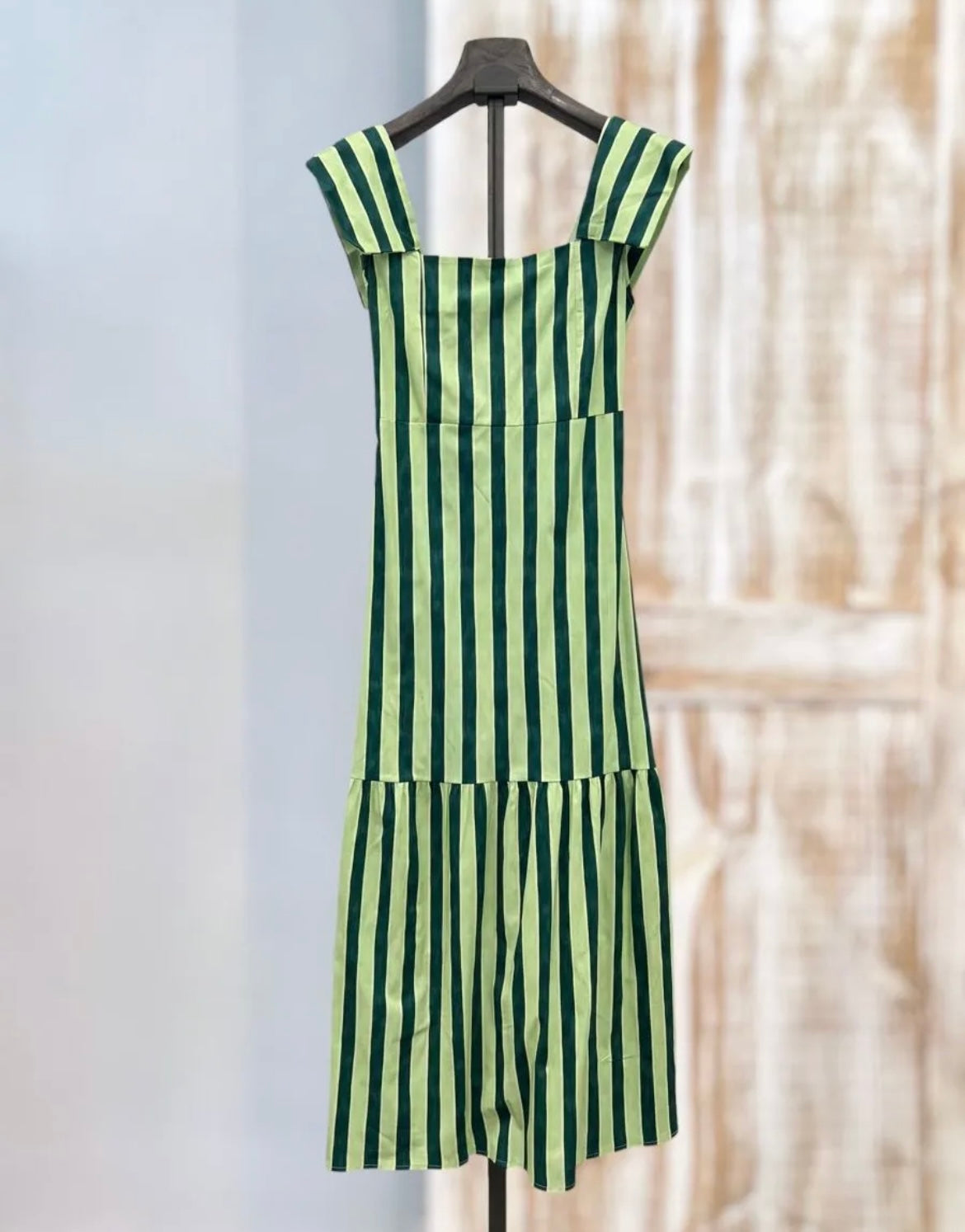 Vestido verde estampado rayas