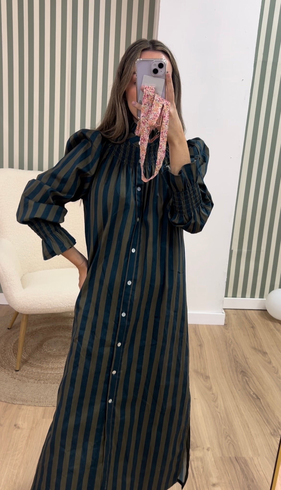 Vestido rayas azul marino y verde