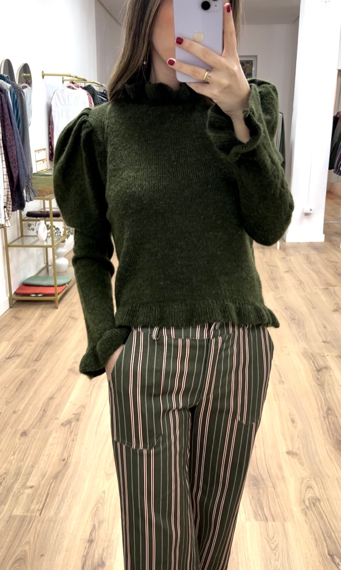 Jersey verde manga abullonada