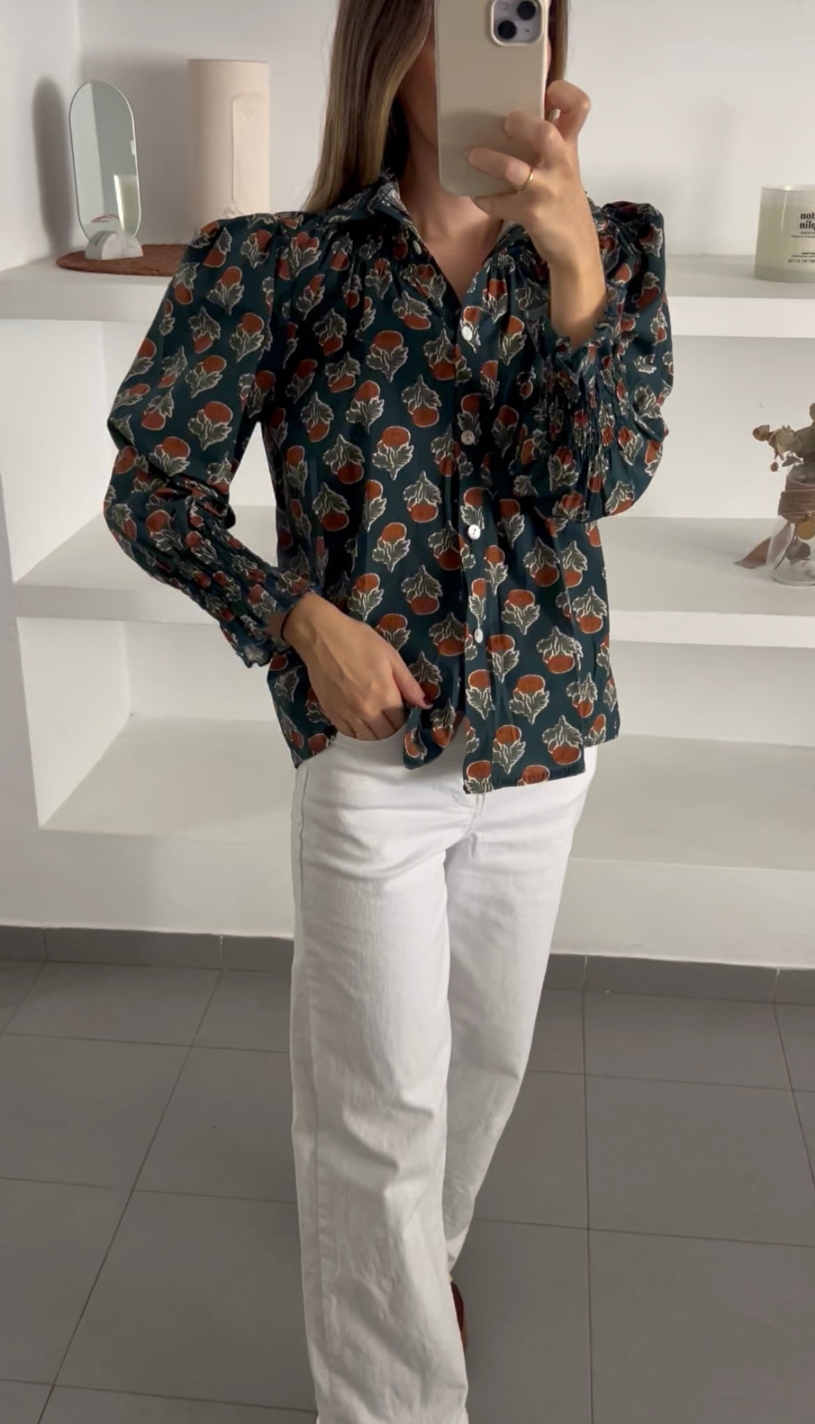 Camisa fruncida estampada