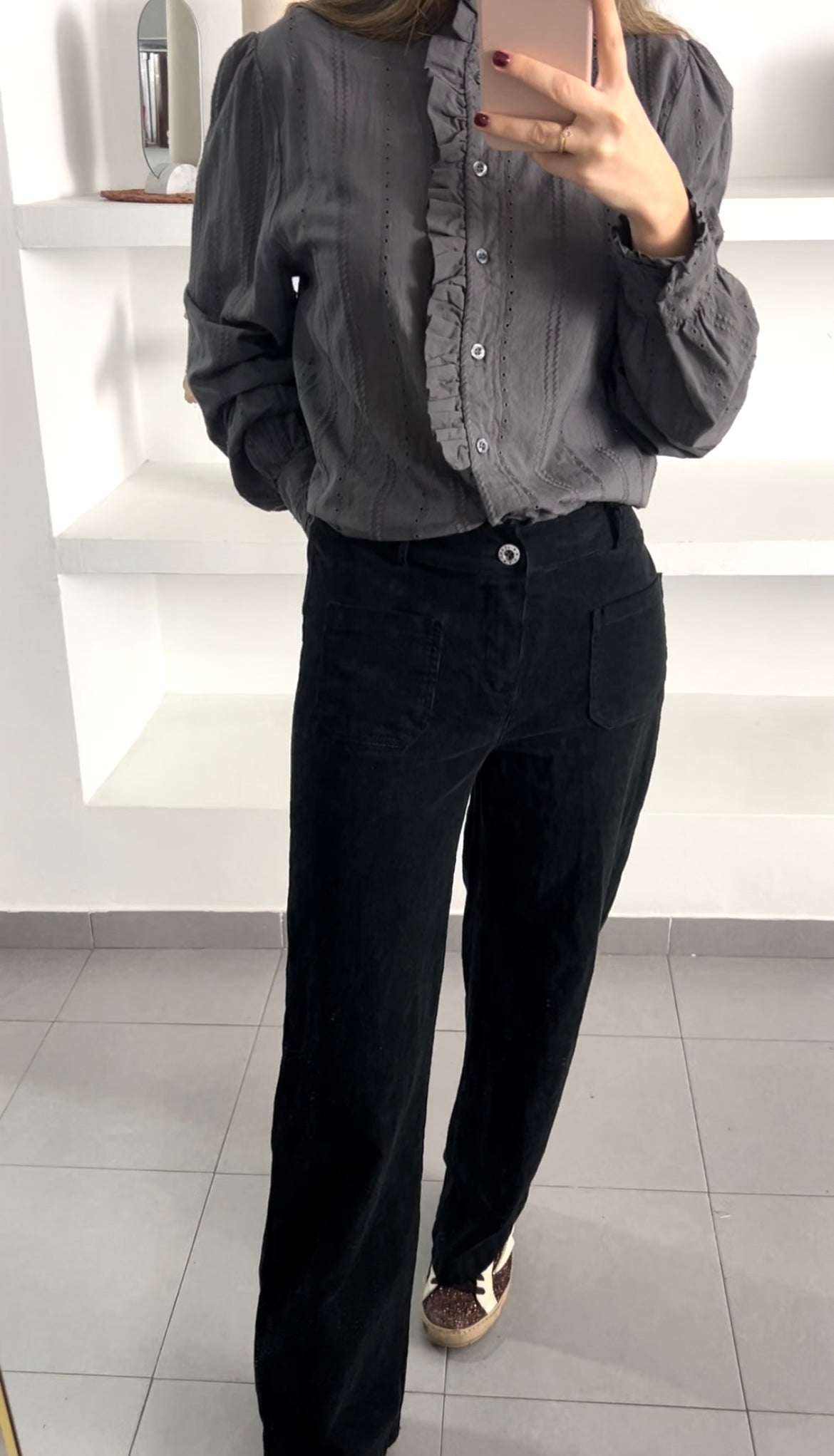 Pantalón pana bolsillos negro