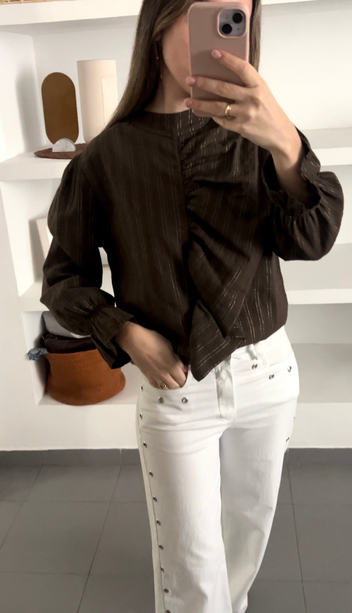 Camisa marrón brillo