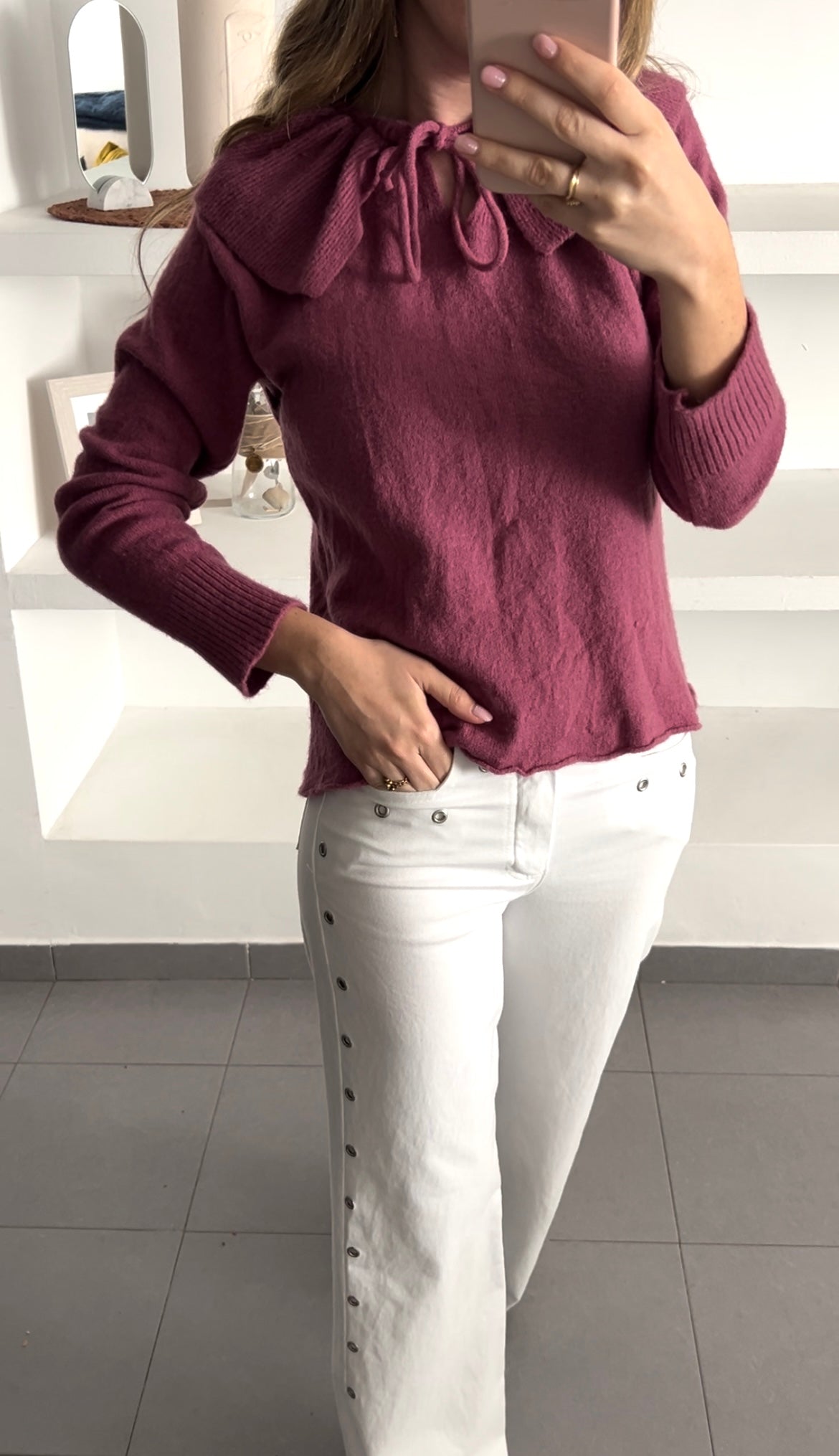 Jersey rosa cuello lazado