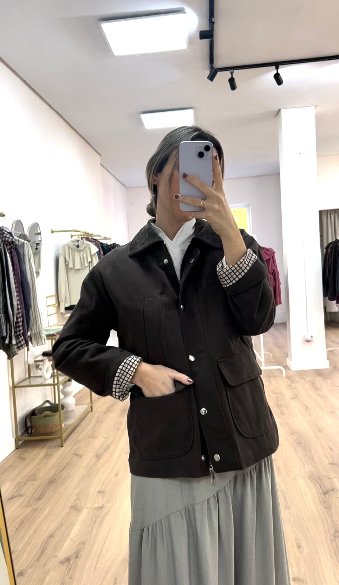 Abrigo tipo Barbour marrón chocolate