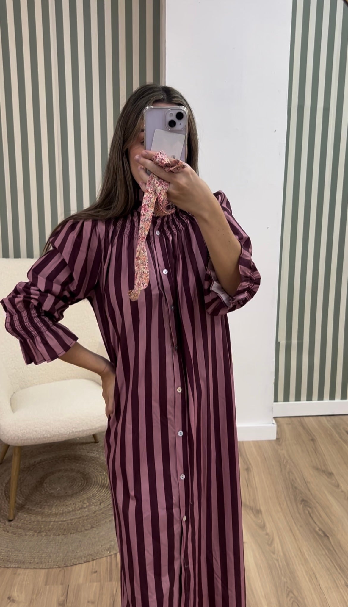 Vestido rayas rosa y morado