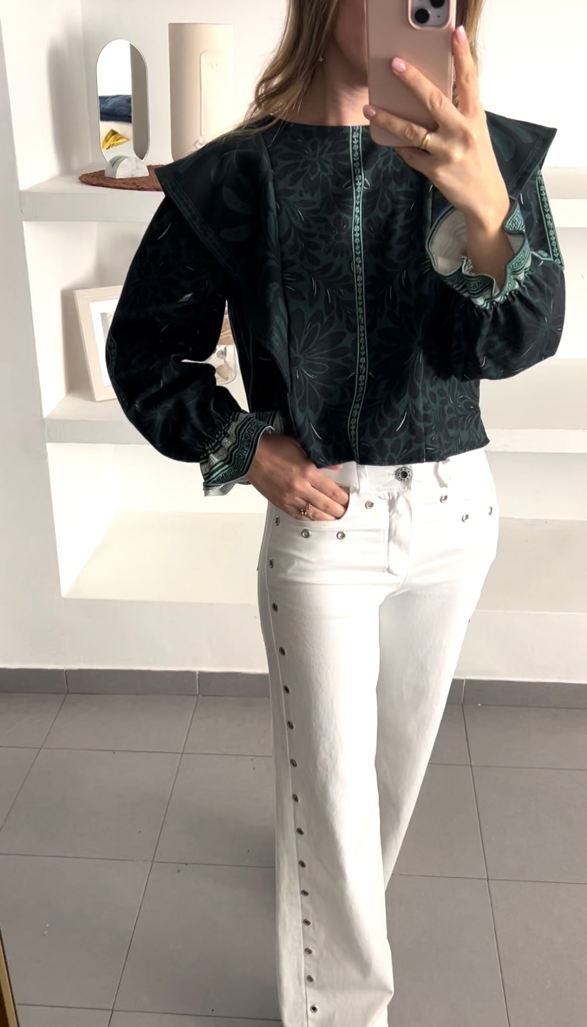 Camisa estampada verde agua