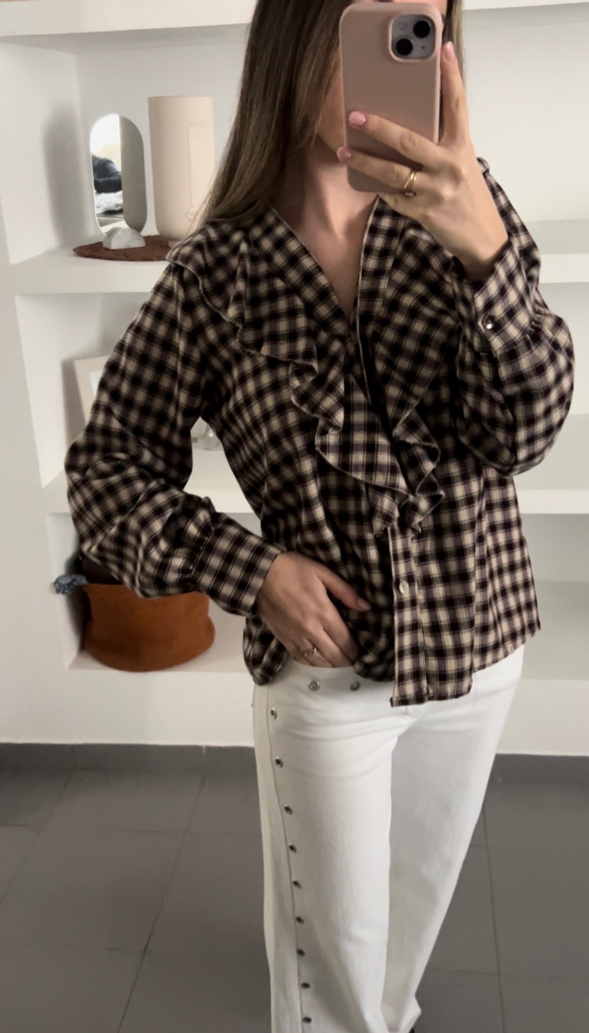 Camisa cuadros volante