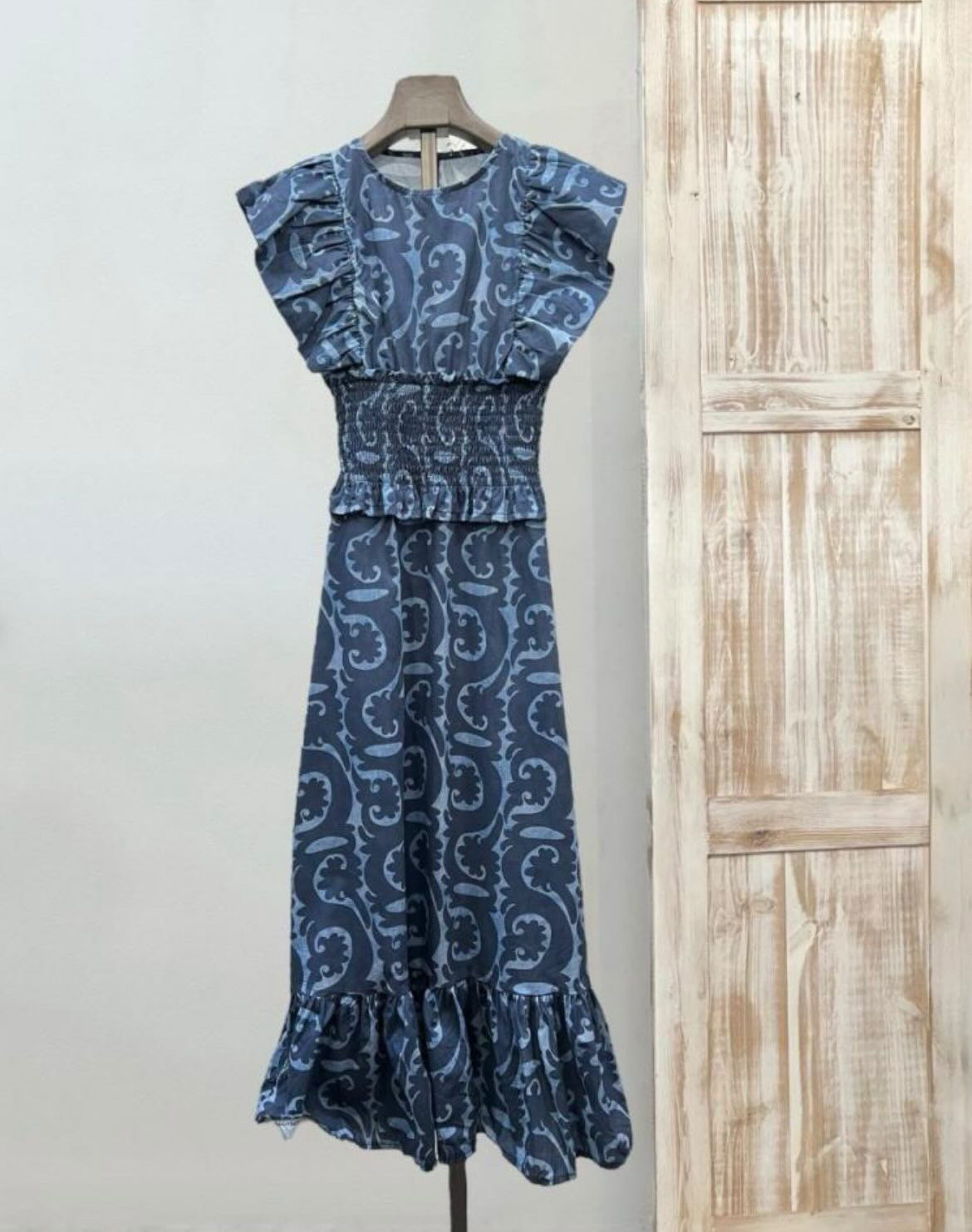 Vestido azul estampado