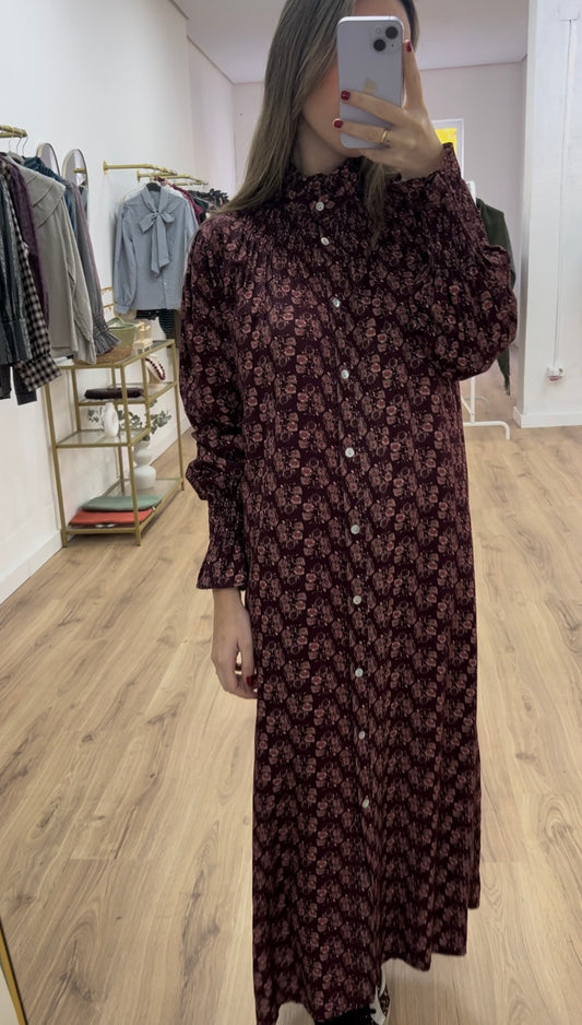 Vestido fruncido estampado