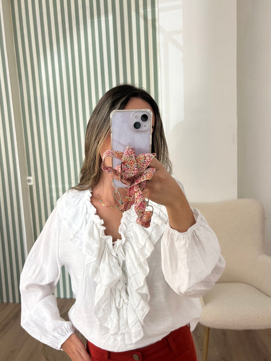 Blusa blanca volantes
