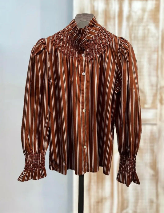 Blusa rayas color teja