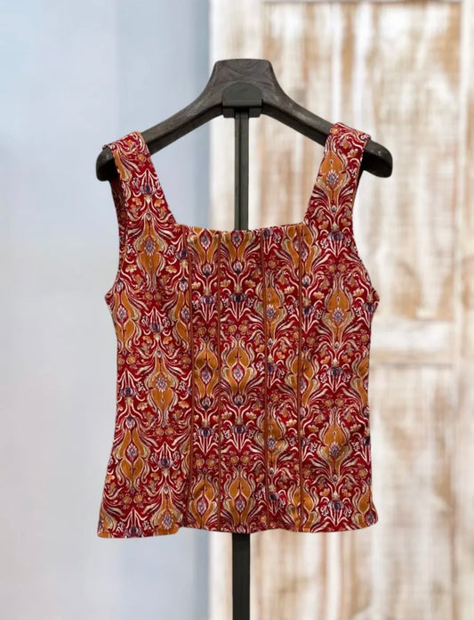 Top estampado teja
