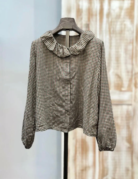 Blusa cuadros volante