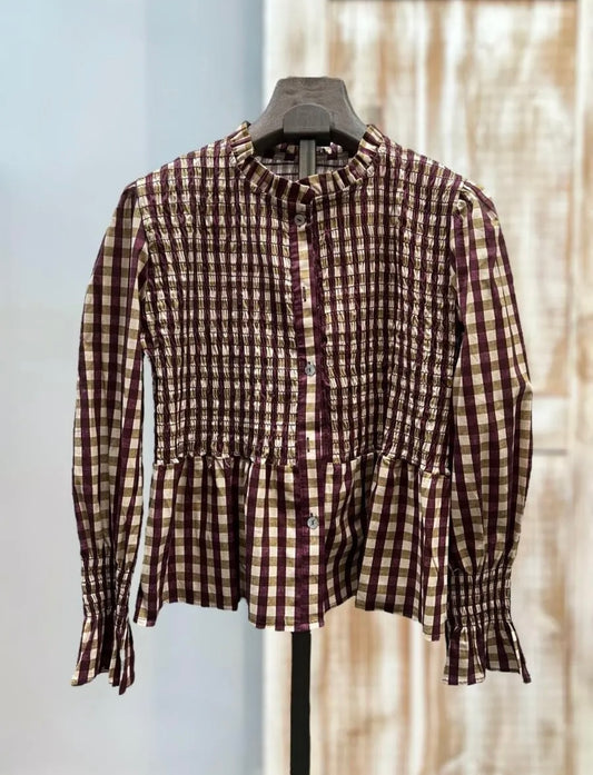Blusa fruncida cuadros