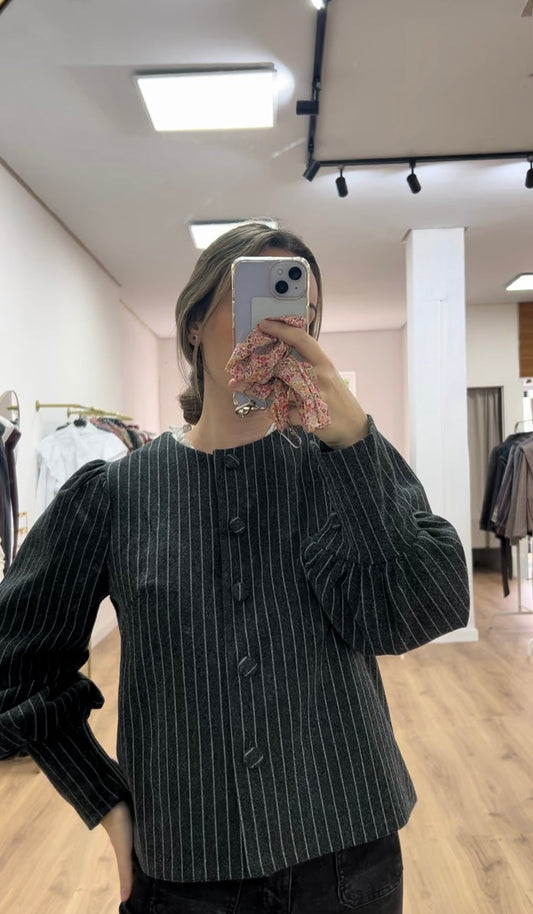 Camisa-chaqueta rayas gris