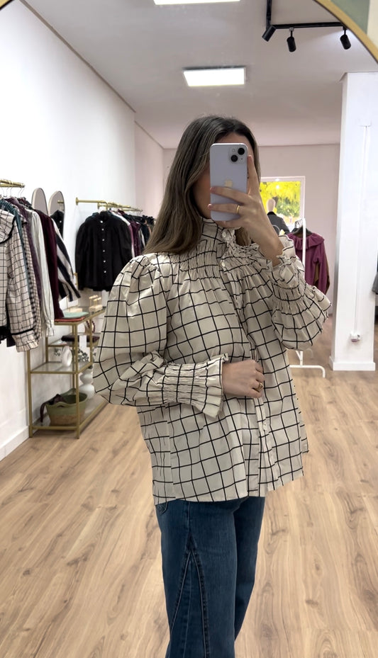 Blusa fruncida cuadros