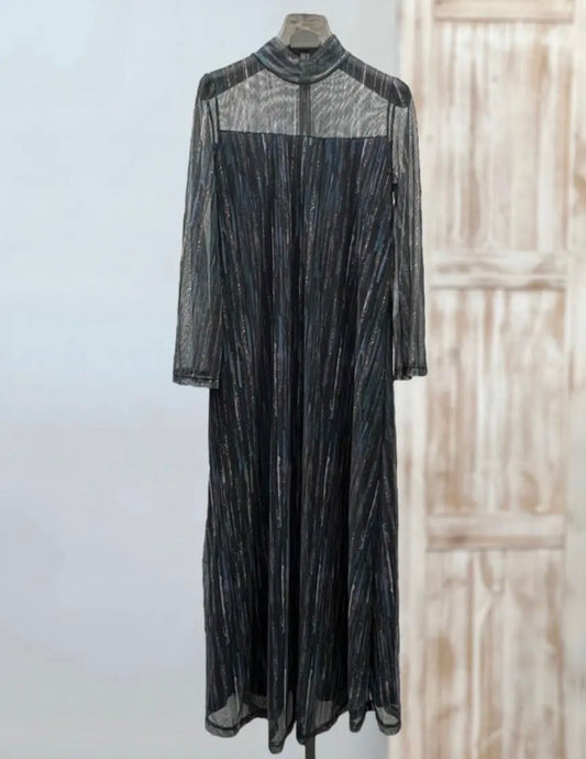 Vestido gasa estampado azul marino