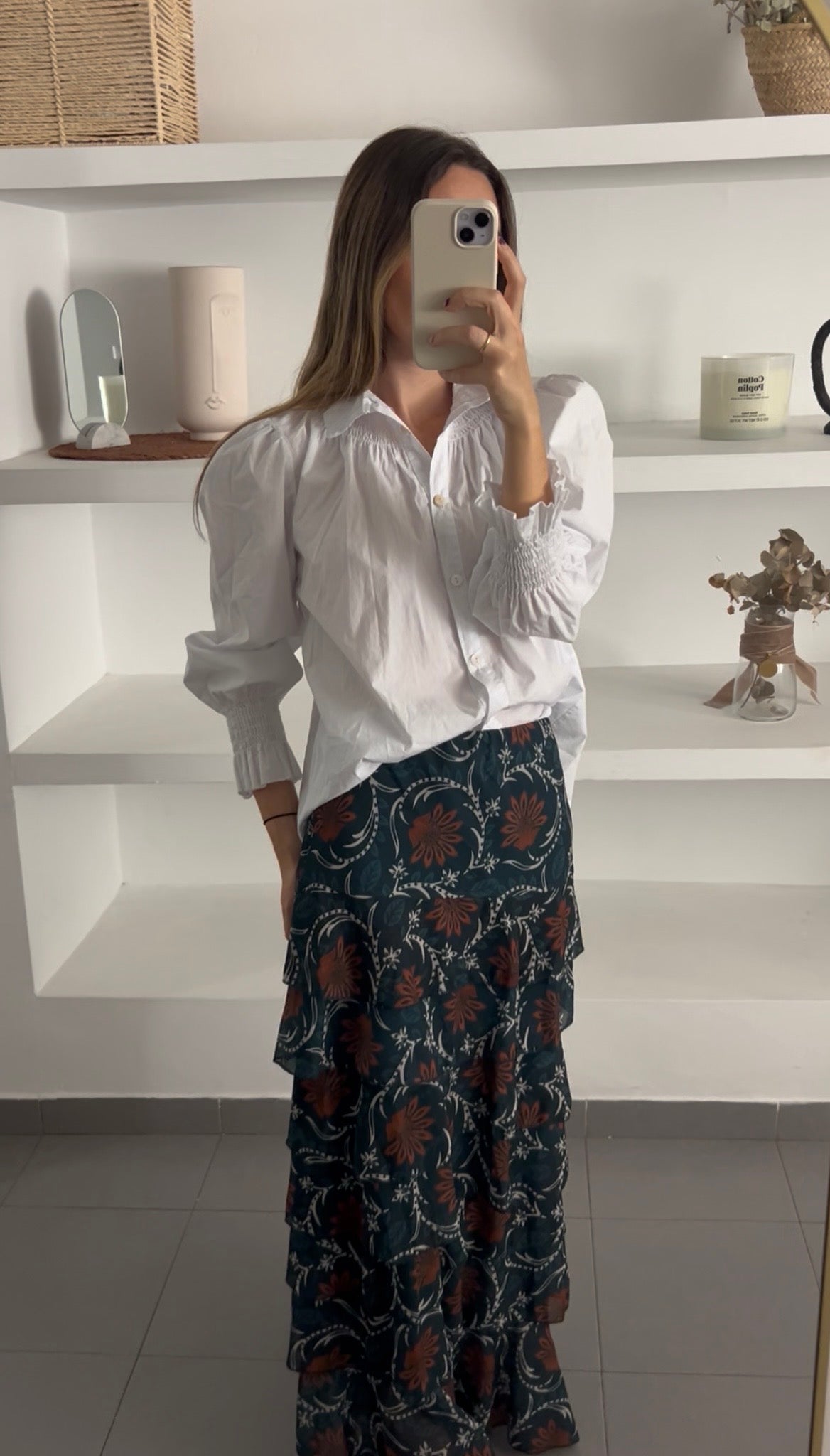 Falda estampada volantes