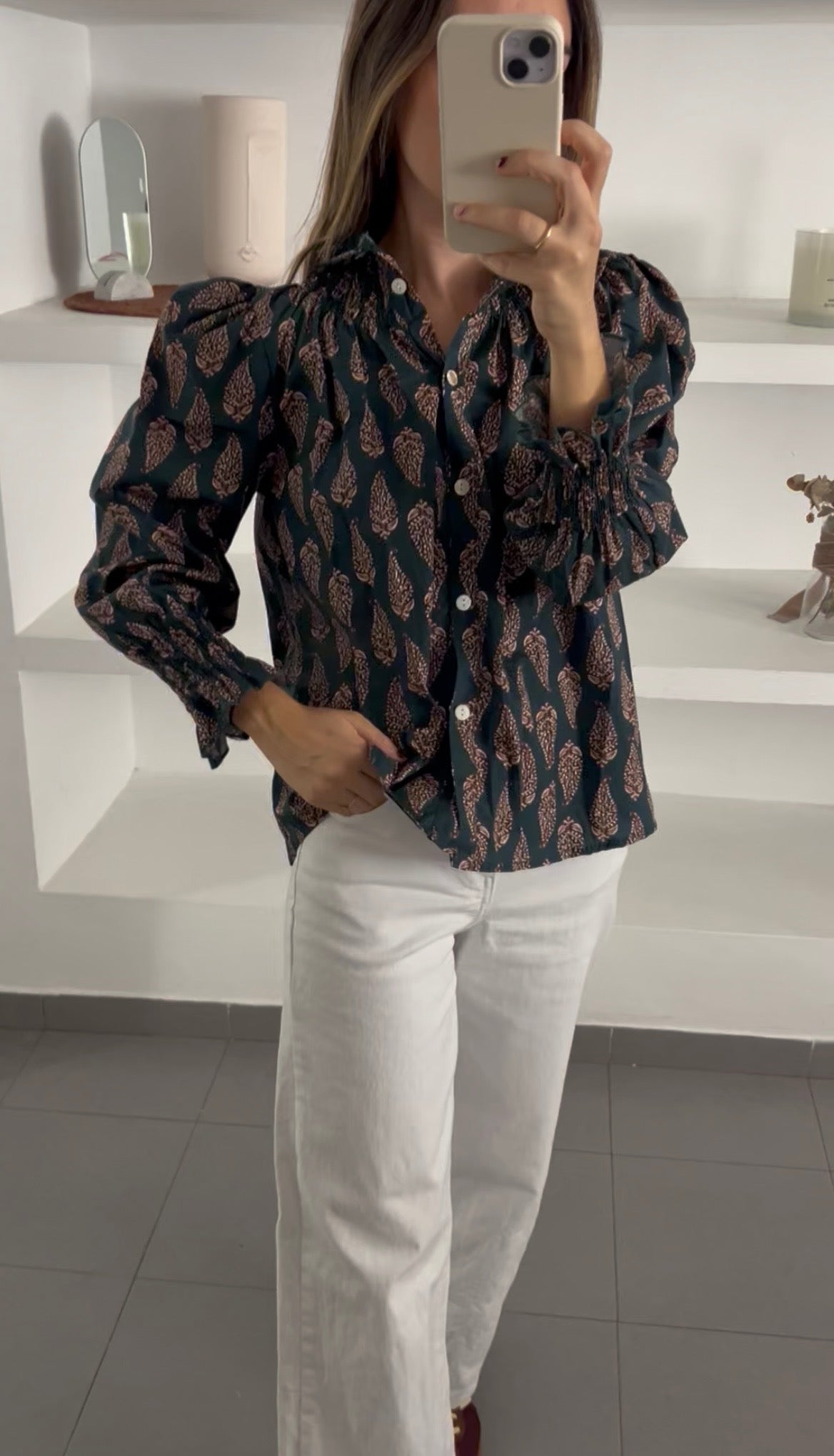 Camisa fruncida estampada