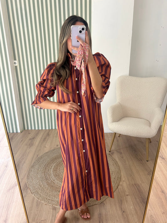 Vestido fruncido estampado rayas