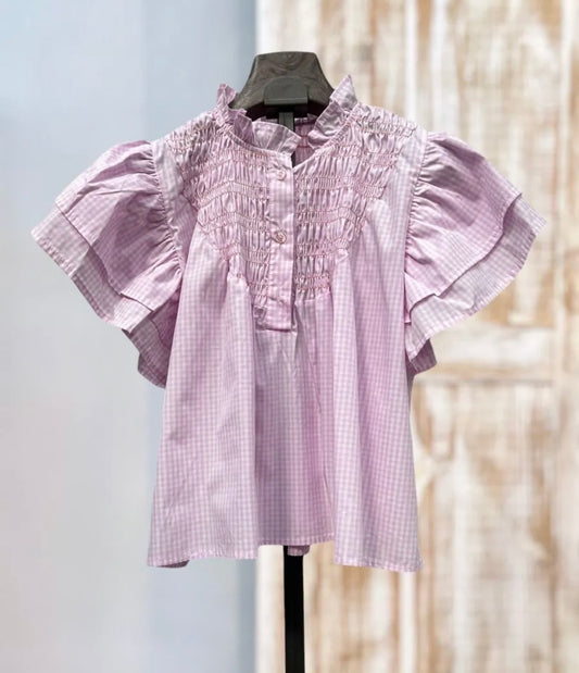 Camisa rosa volantes