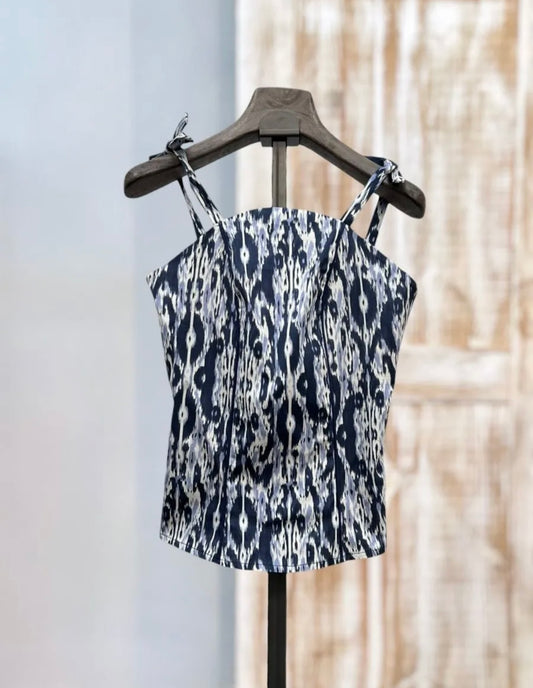 Top azul estampado tirantes