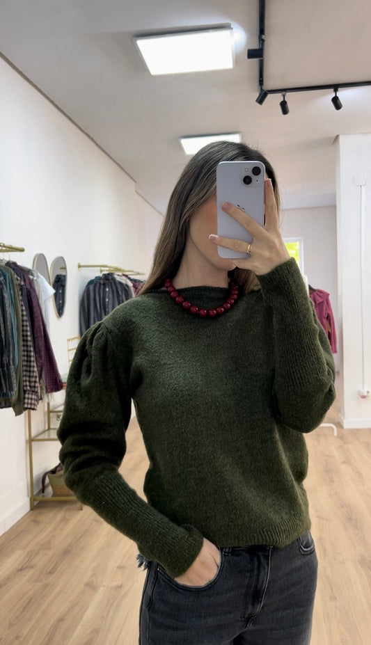 Jersey manga abullonada verde