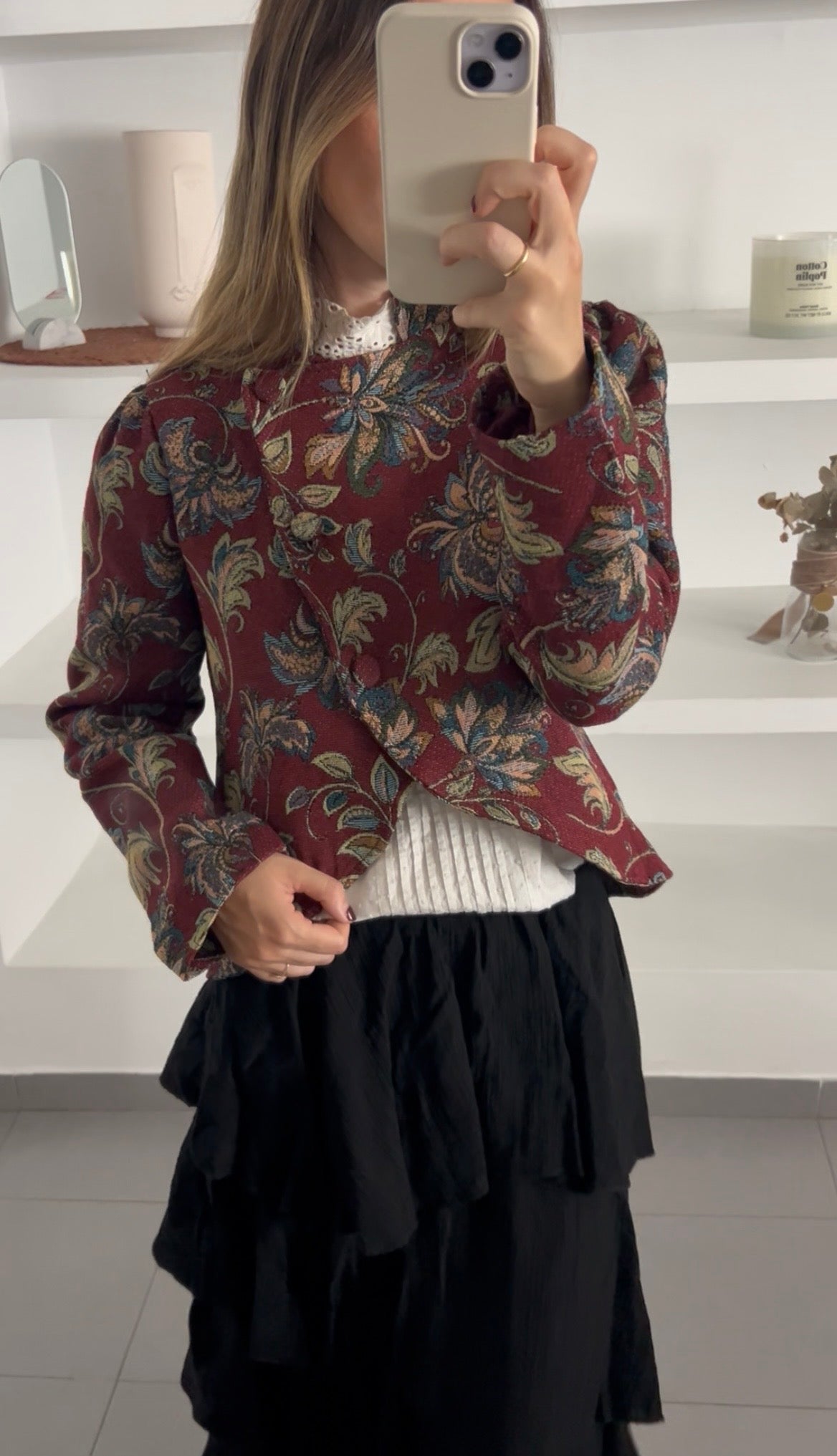 Chaqueta flores cruzada