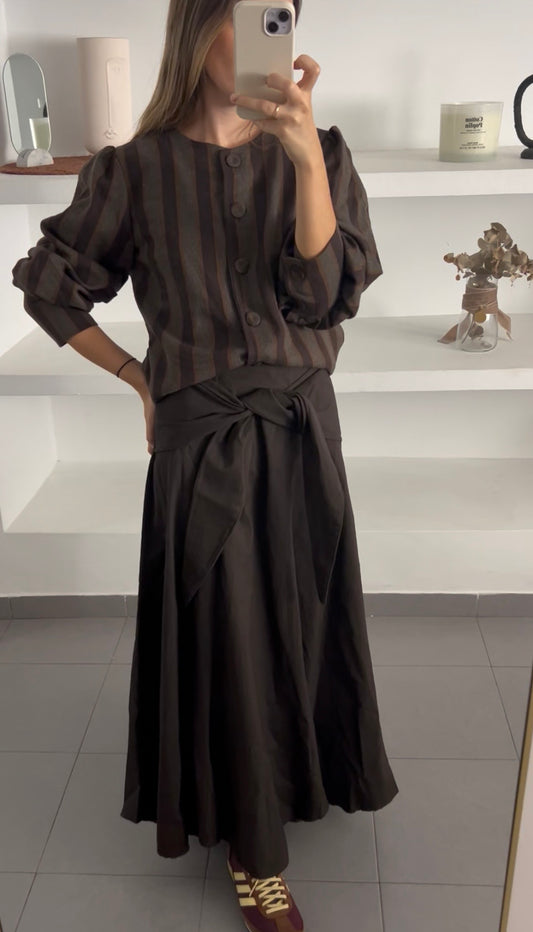 Chaqueta marrón rayas