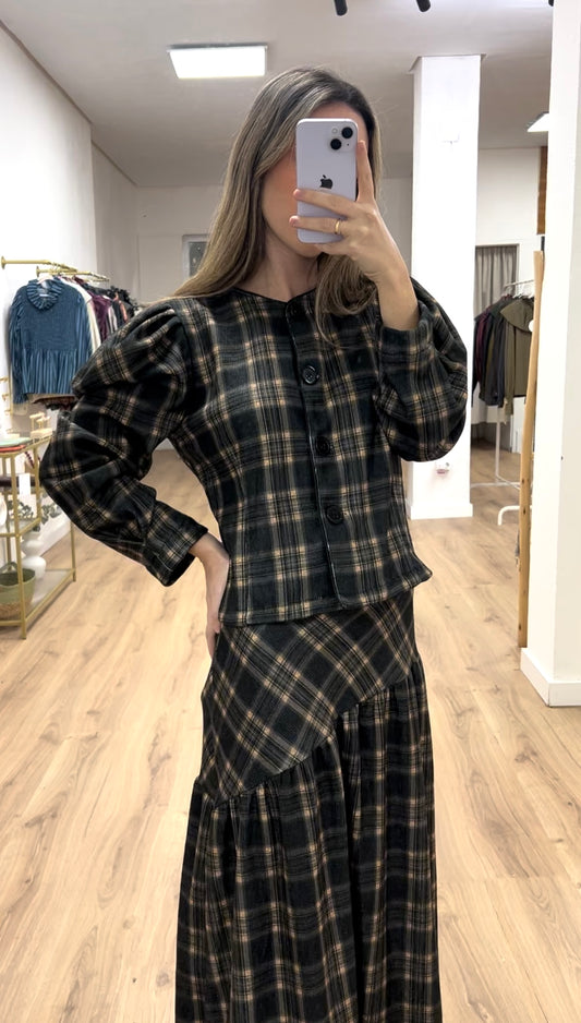 Camisa-chaqueta estampada cuadros