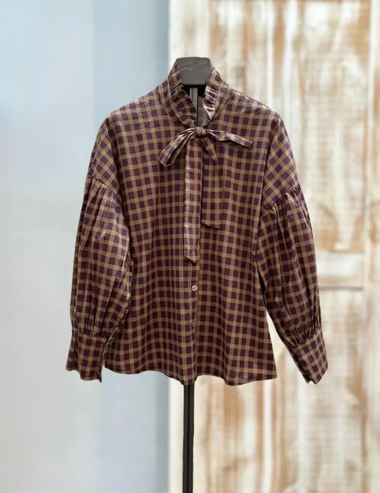 Blusa lazo cuadros