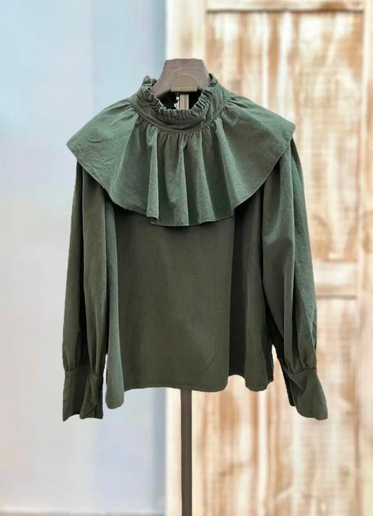 Camisa pana volante verde
