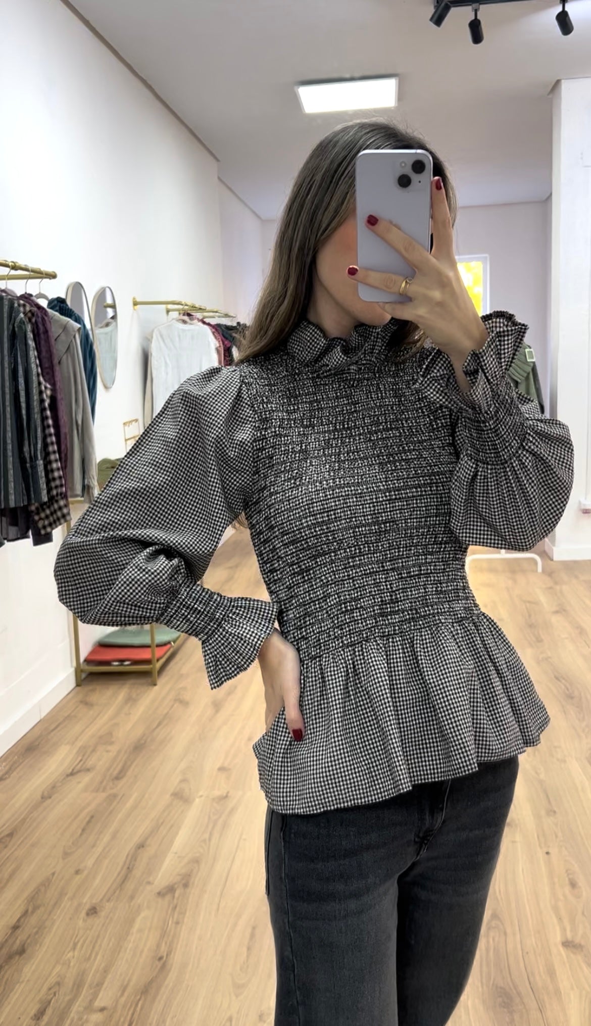 Blusa panel nido abeja marrón