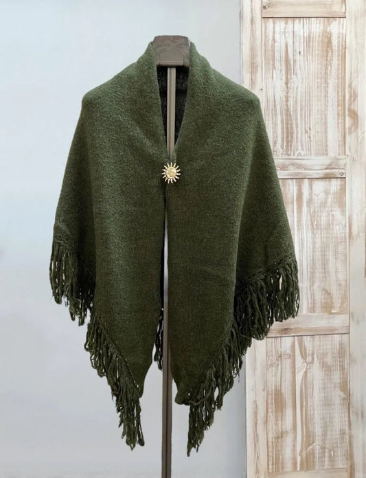 Poncho verde flecos