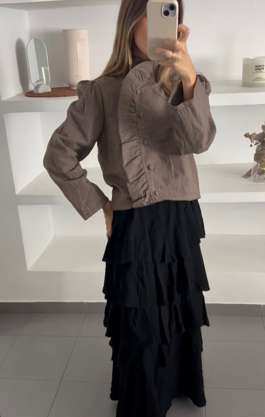 Camisa volante beige