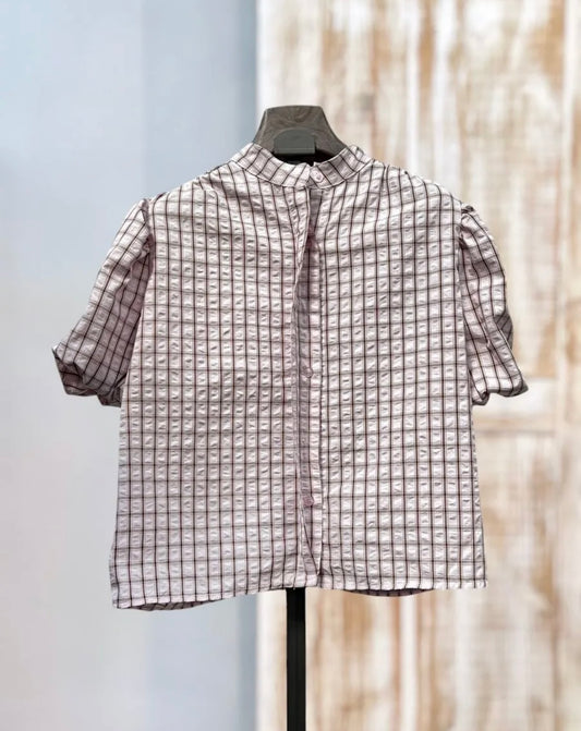 Camisa cuadros manga abullonada