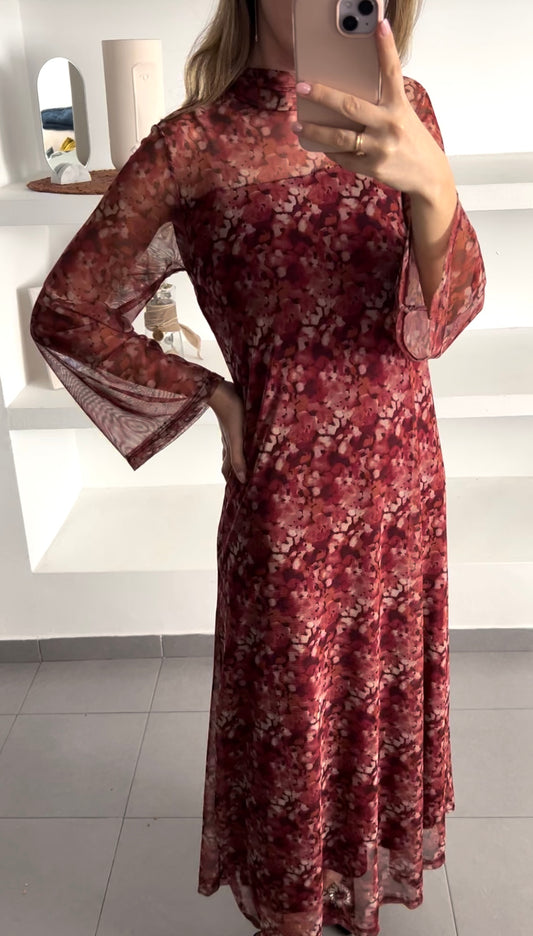 Vestido estampado tipo gasa