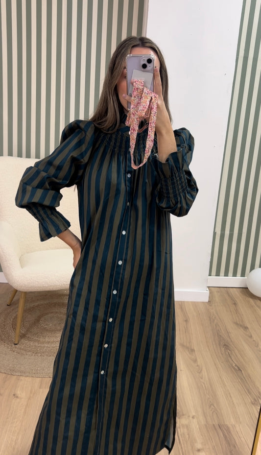 Vestido rayas azul marino y verde