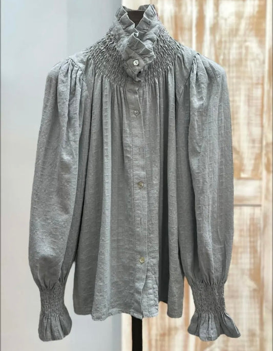 Blusa fruncida gris