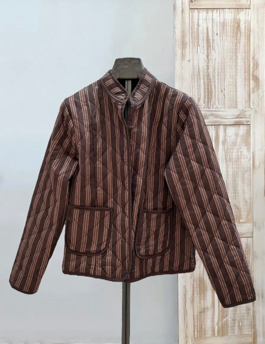 Chaqueta acolchada rayas marrón