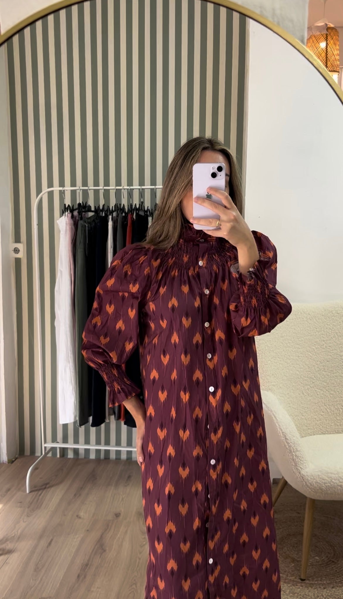 Vestido granate estampado